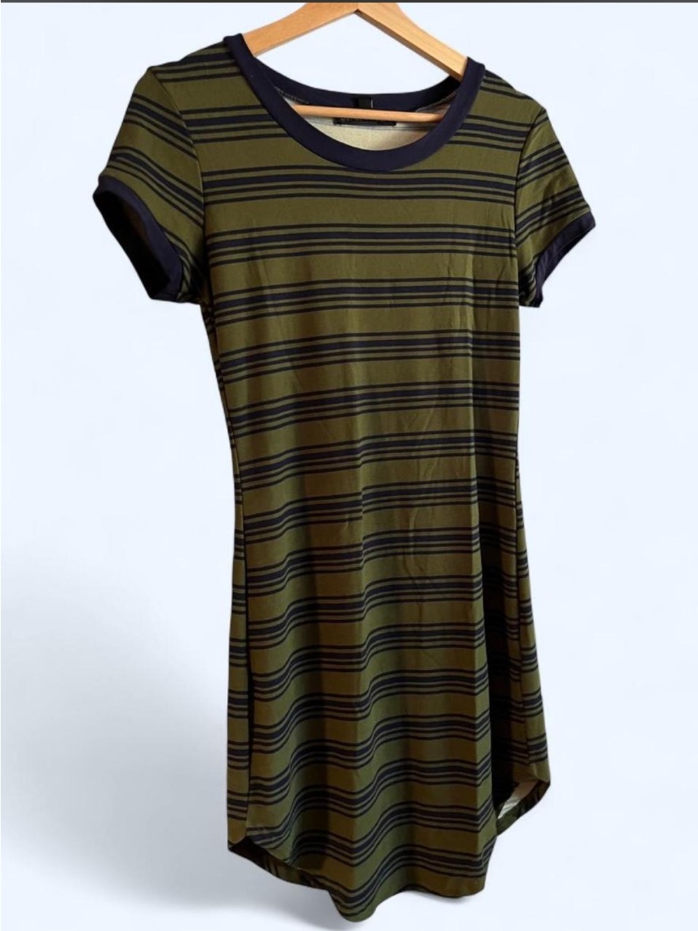Derek Heart Olive Green & Navy Striped Mini Dress